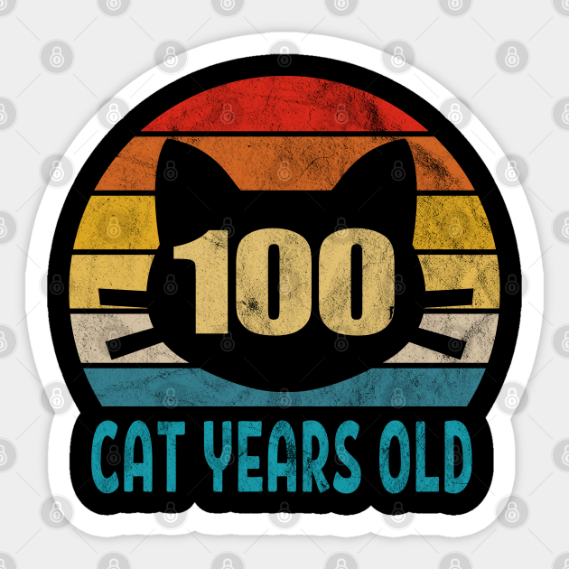 100 Cat Years Old Retro Style 21st Birthday Gift Cat Lovers - Cat